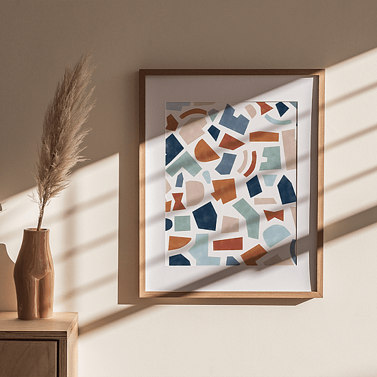 Blue & Rust Paper Cut-Out Poster - Image 2