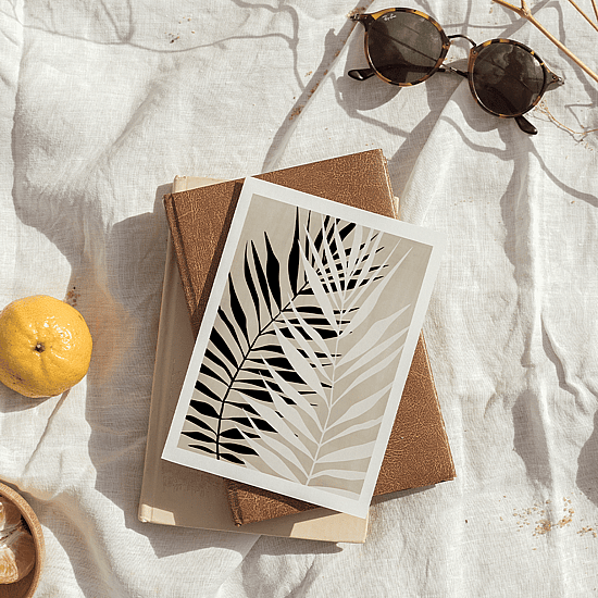 Black Beige Palm Leaves Poster - Image 5