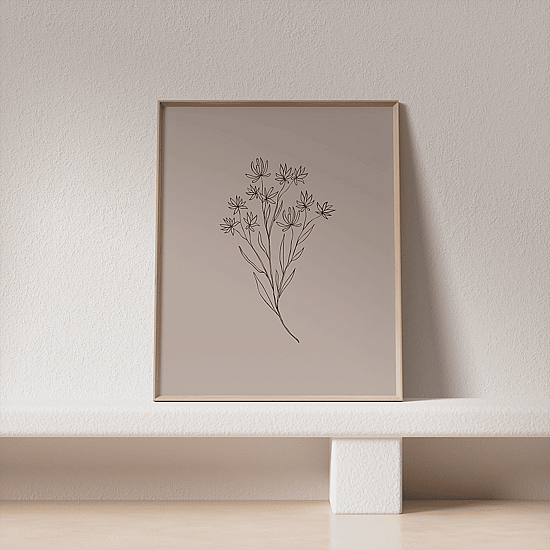 Pink Flowers Line Art Poster No.2 - Image 2