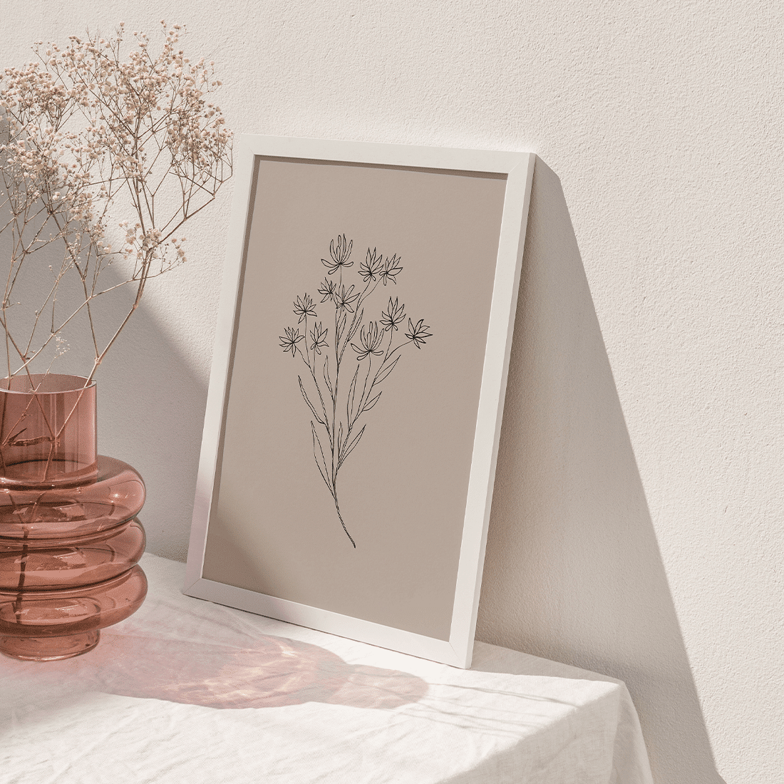 Pink Flowers Line Art Poster No.2 - Image 4