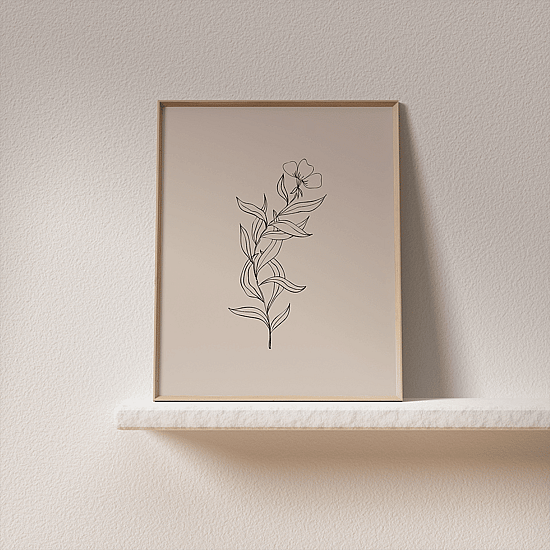 Pink Flowers Line Art Poster No.3 - Image 2