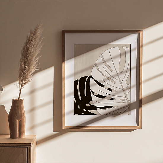 Black Beige Monstera Poster - Image 2