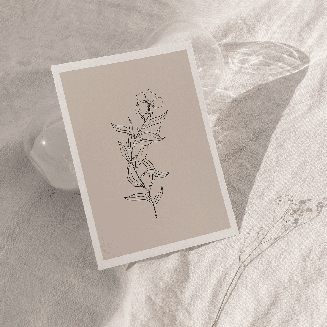 Pink Flowers Line Art Poster No.3 - Image 5