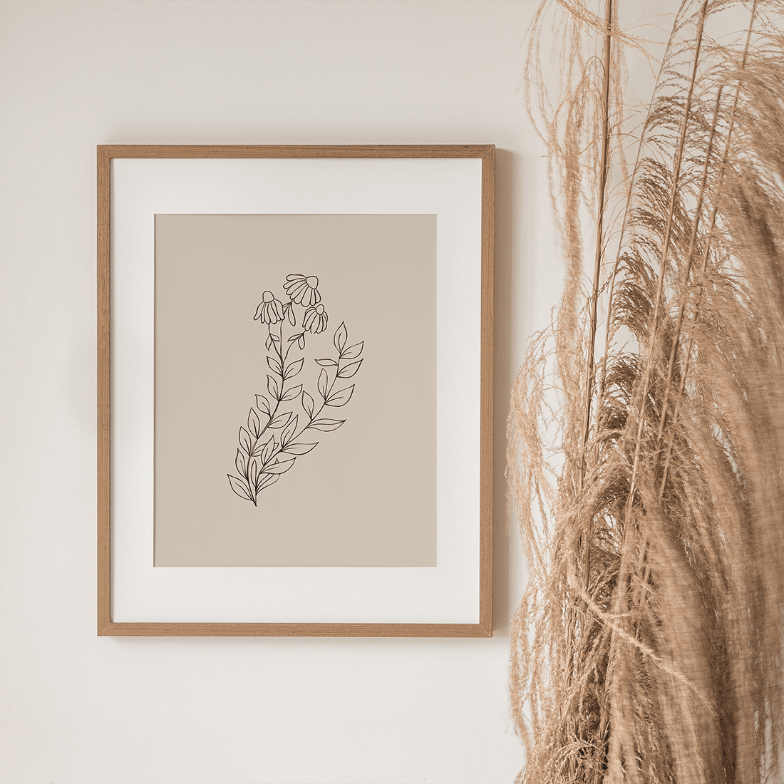 Pink Flowers Line Art Poster No.4 - Image 2