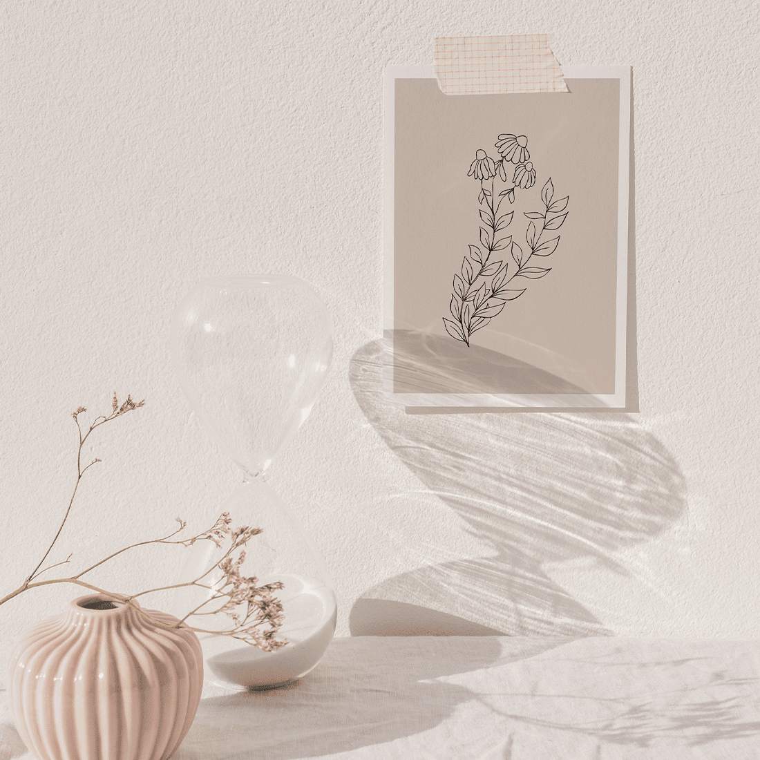 Pink Flowers Line Art Poster No.4 - Image 5