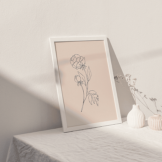 Pink Flowers Line Art Poster No.5 - Image 4