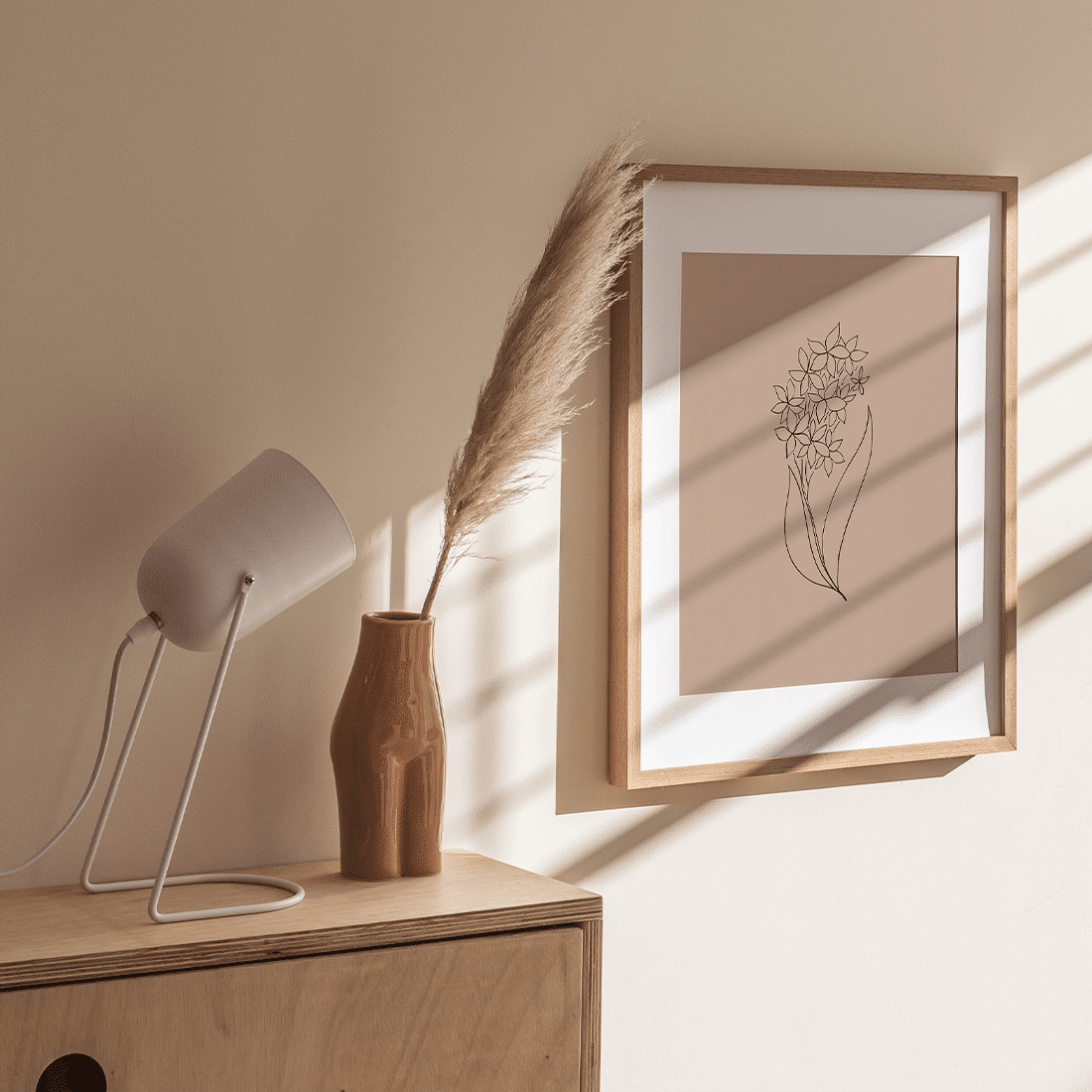 Pink Flowers Line Art Poster No.7 - Image 3