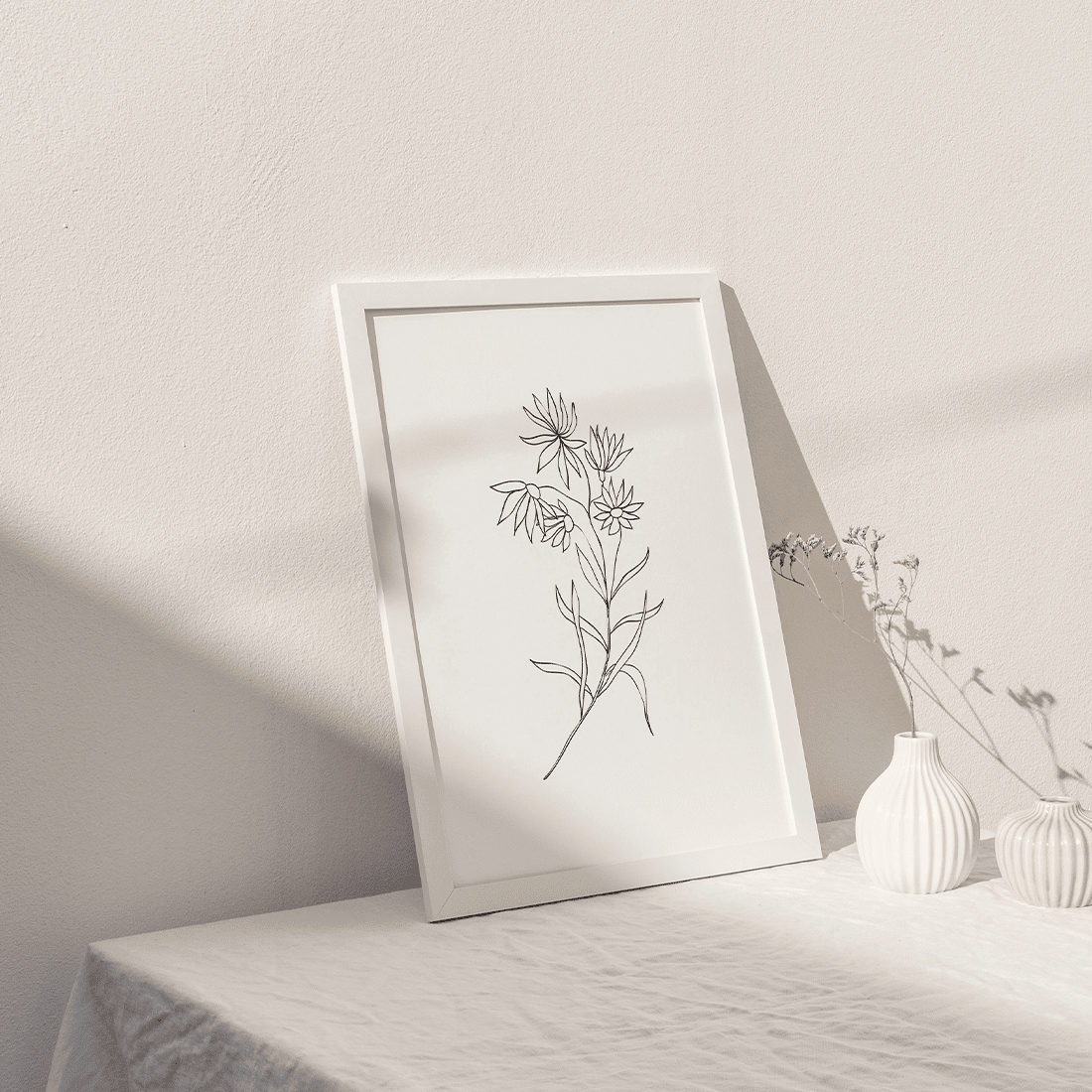 White Flowers Line Art Poster No.1 - Image 2