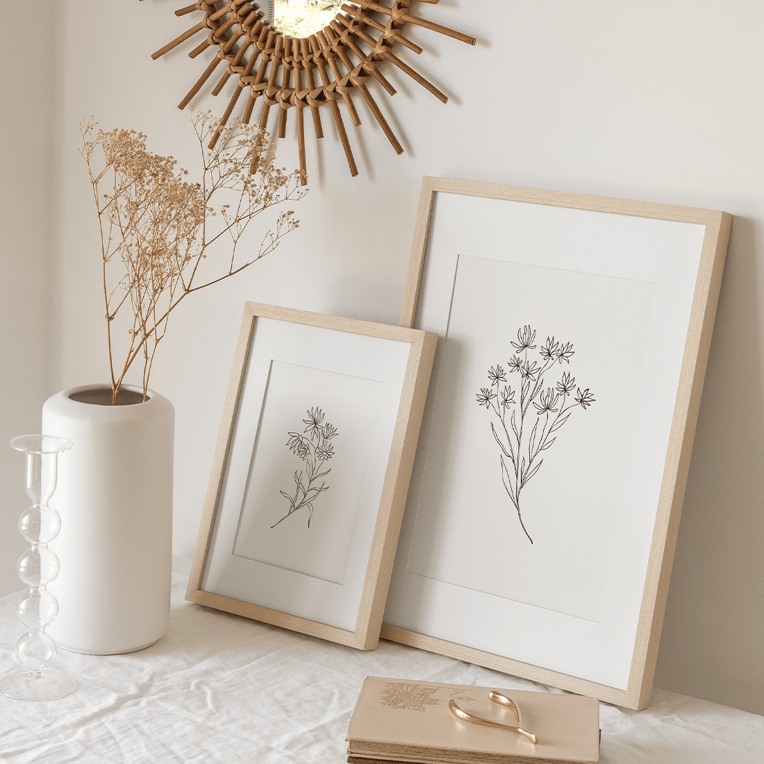 White Flowers Line Art Poster No.1 - Image 5