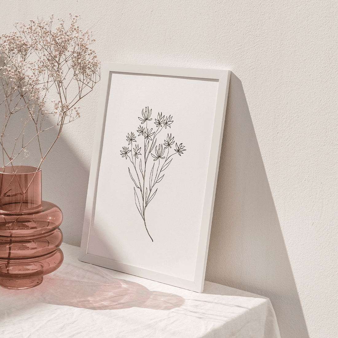 White Flowers Line Art Poster No.2 - Image 2