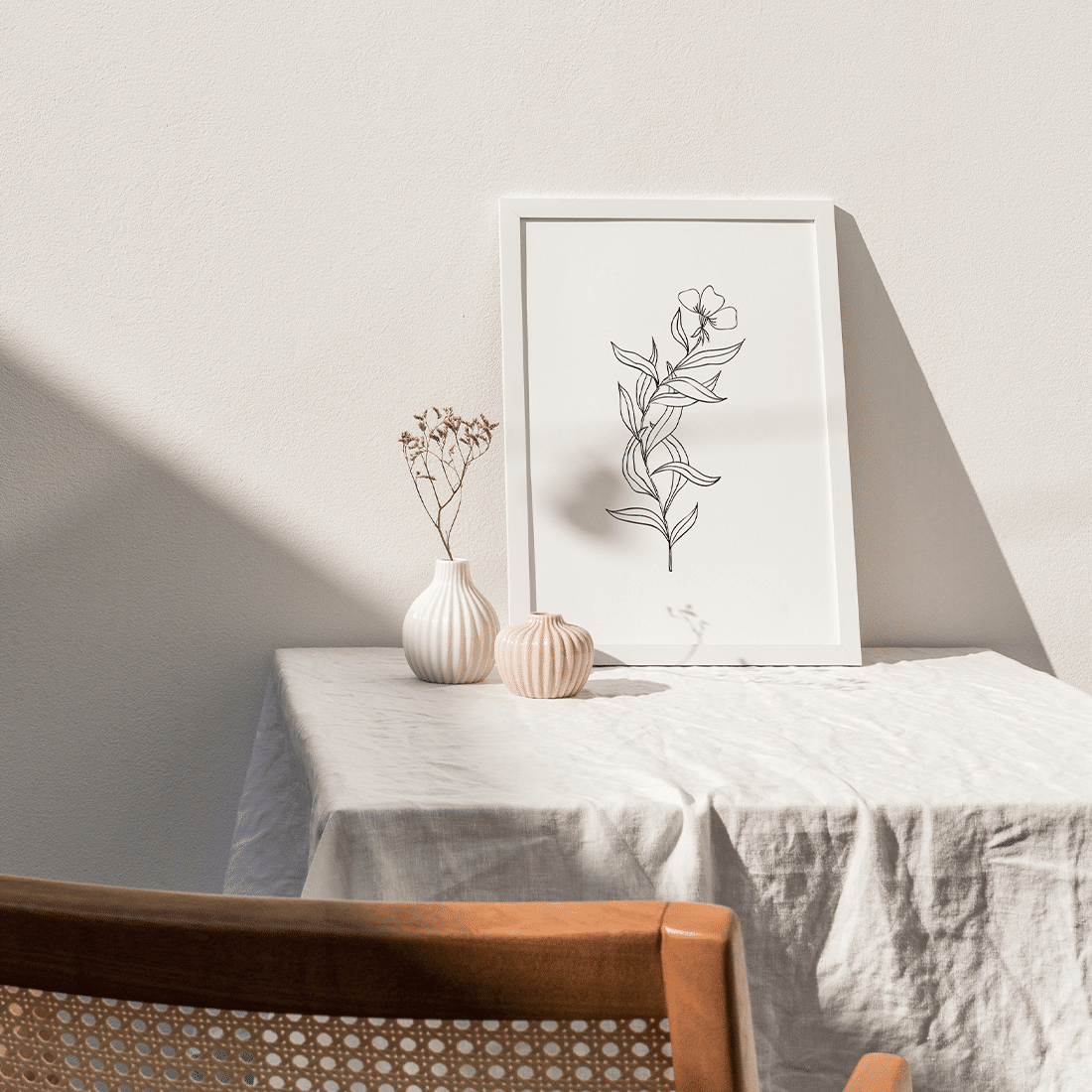 White Flowers Line Art Poster No.3 - Image 2