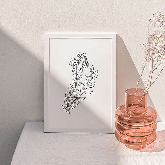 White Flowers Line Art Poster No.4 - Image 2