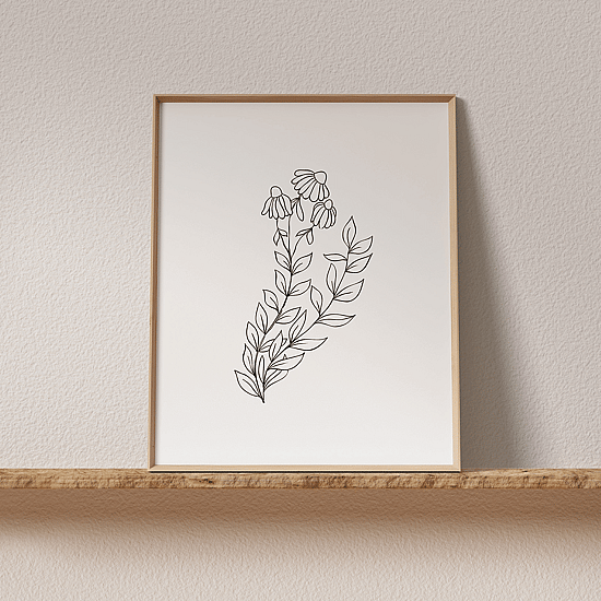 White Flowers Line Art Poster No.4 - Image 3
