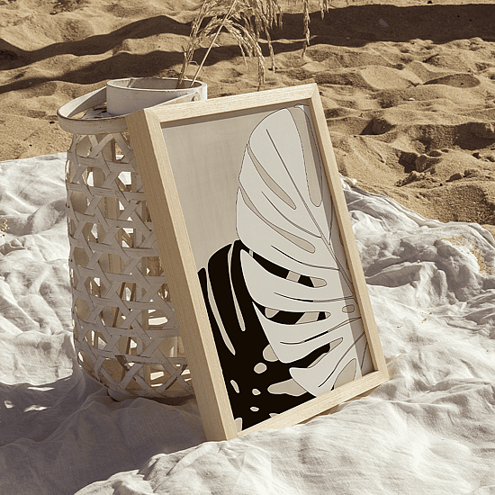 Black Beige Monstera Poster - Image 3