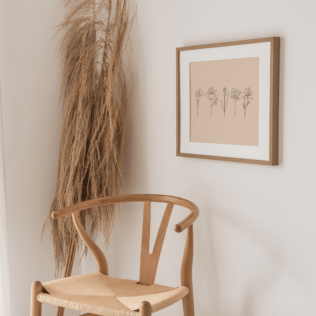 Terracotta Line Art Flowers Poster No.1 - Image 2