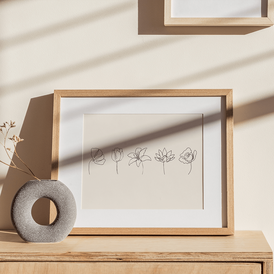 Beige Line Art Flowers Poster - Image 4