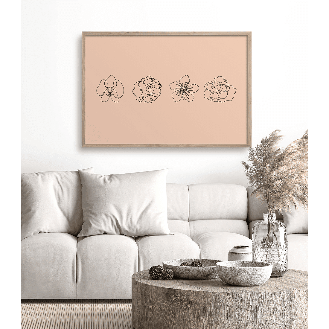 Terracotta Line Art Flowers Poster No.2 - Image 3