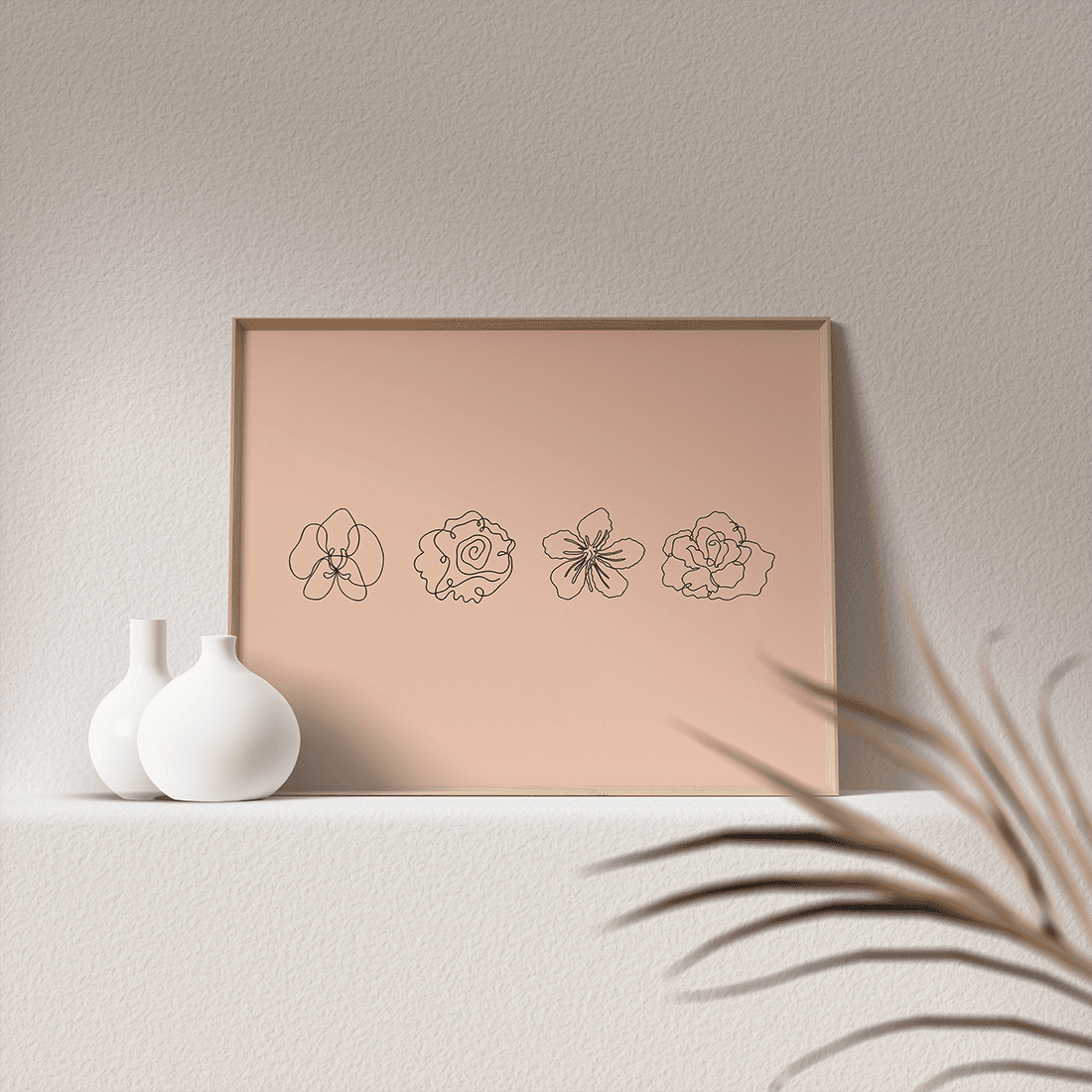 Terracotta Line Art Flowers Poster No.2 - Image 4