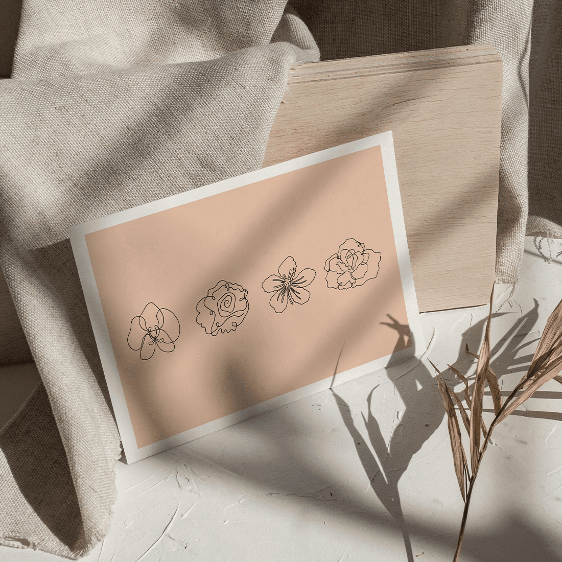 Terracotta Line Art Flowers Poster No.2 - Image 5