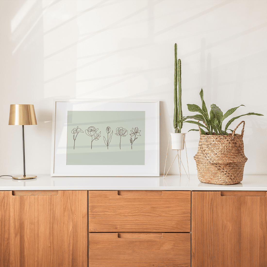 Green Line Art Flowers Poster - Image 4
