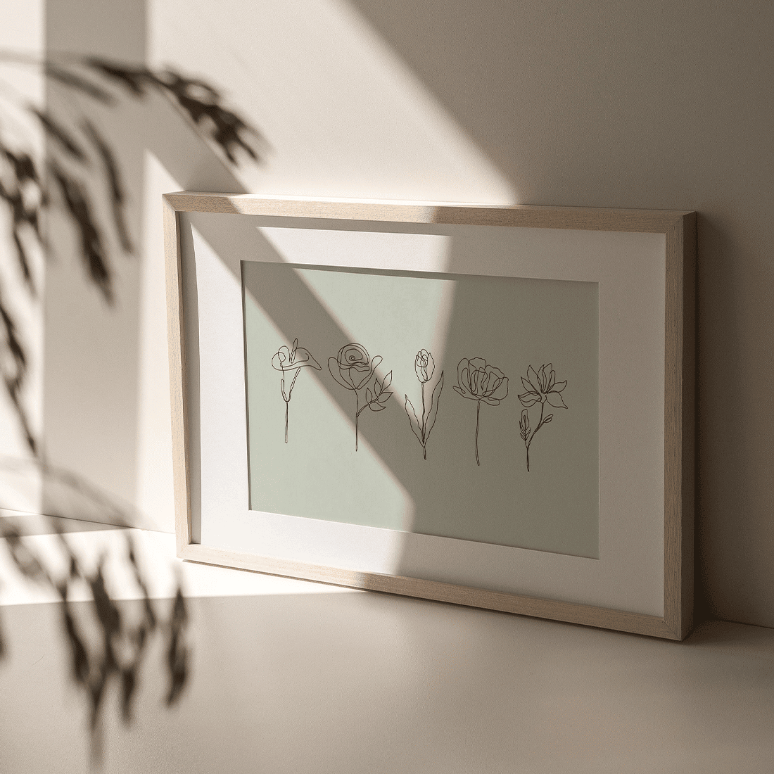 Green Line Art Flowers Poster - Image 3