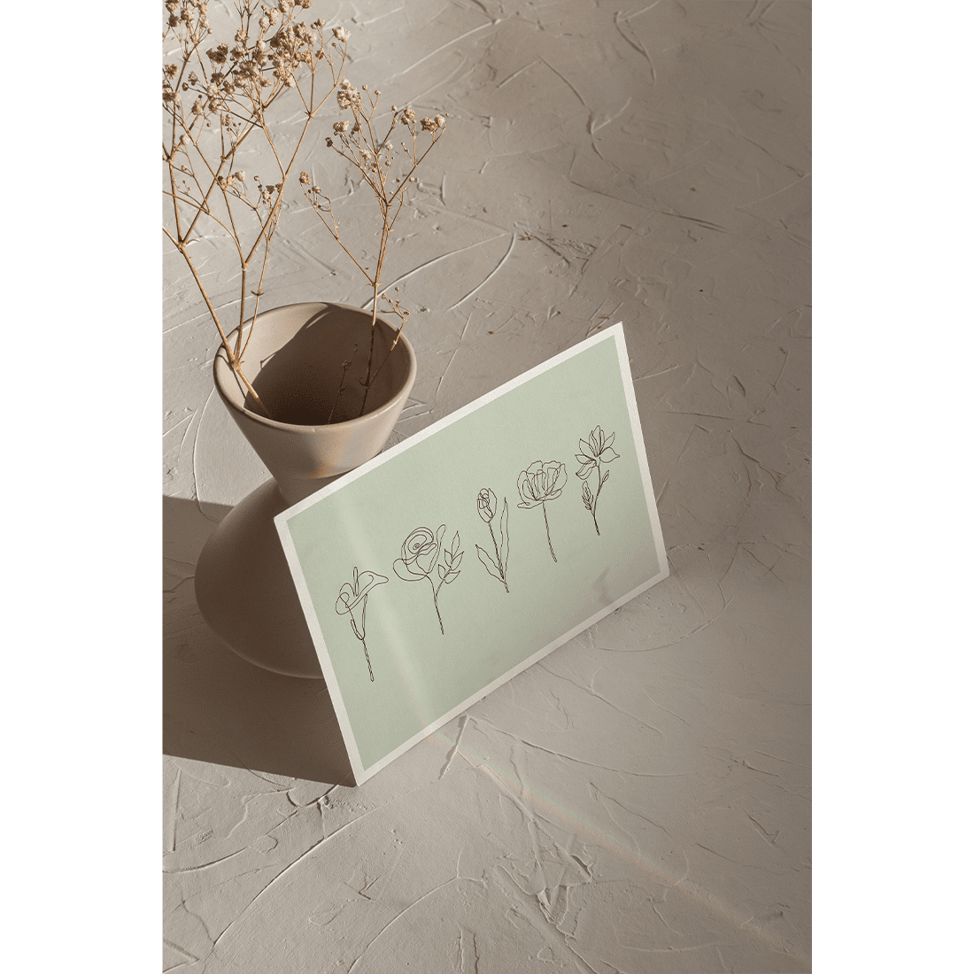 Green Line Art Flowers Poster - Image 5