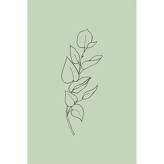 Green Botanical Line Art Poster No.3