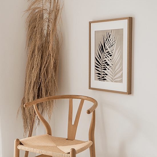 Black Beige Palm Leaves Poster - Image 2
