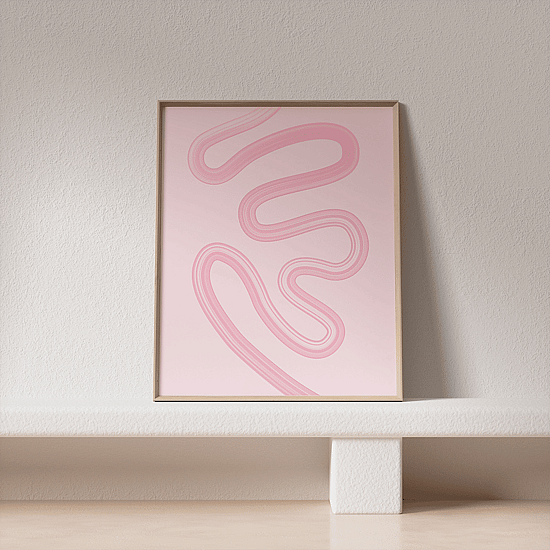 One Line Pastel Pink Poster - Image 3