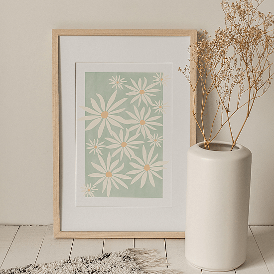 Green Abstract Flowers Poster - Image 4