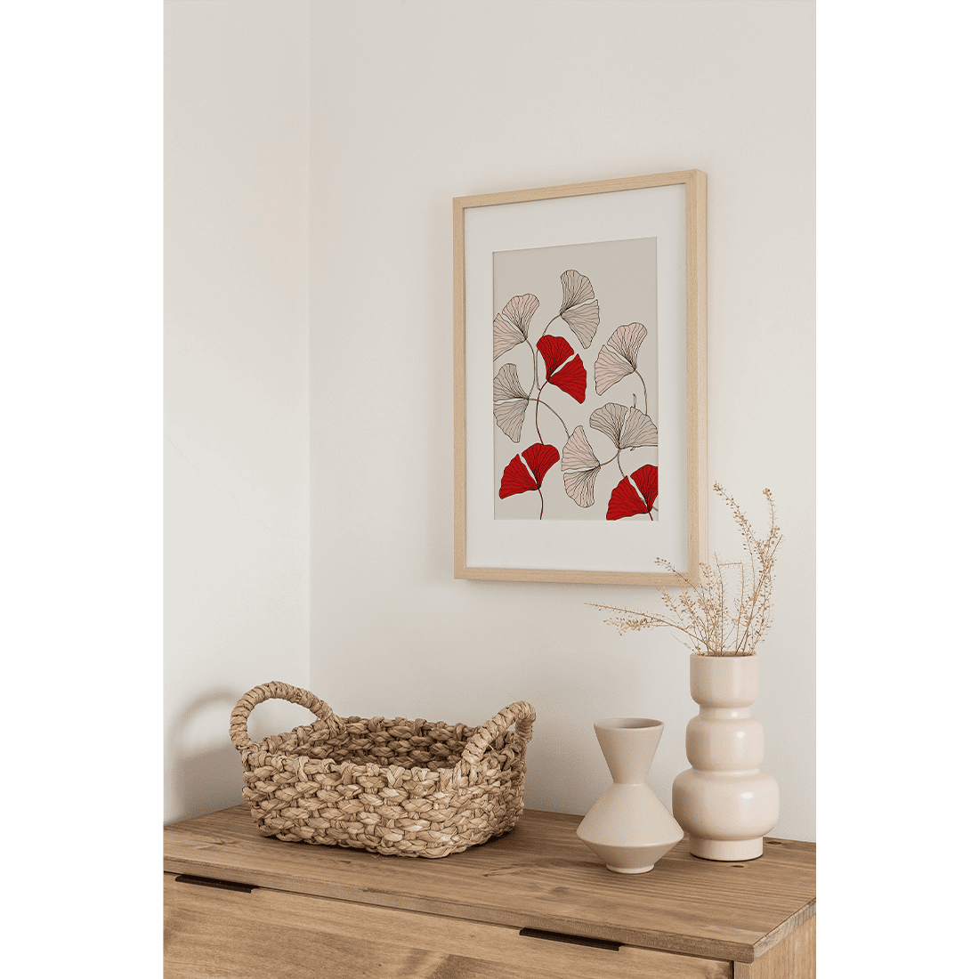 Pink & Red Ginkgo Leaves Poster - Image 2