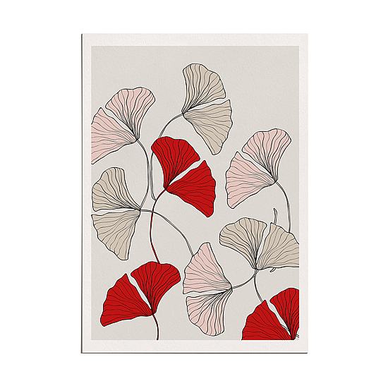 Pink & Red Ginkgo Leaves Poster - Image 5