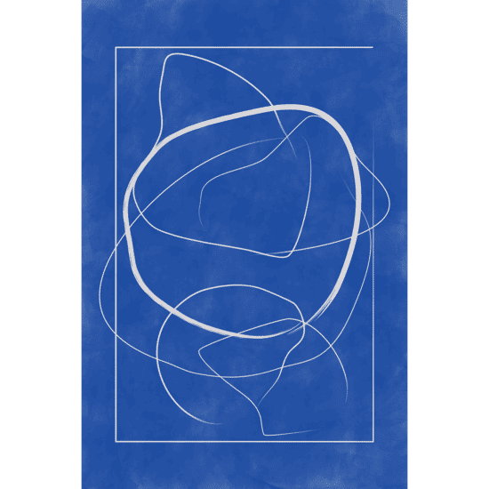 Blue Line Art Poster