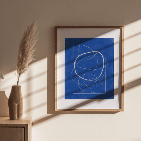 Blue Line Art Poster - Image 3