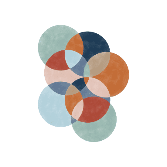 Blue & Rust Circles Poster