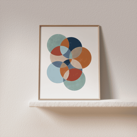 Blue & Rust Circles Poster - Image 2