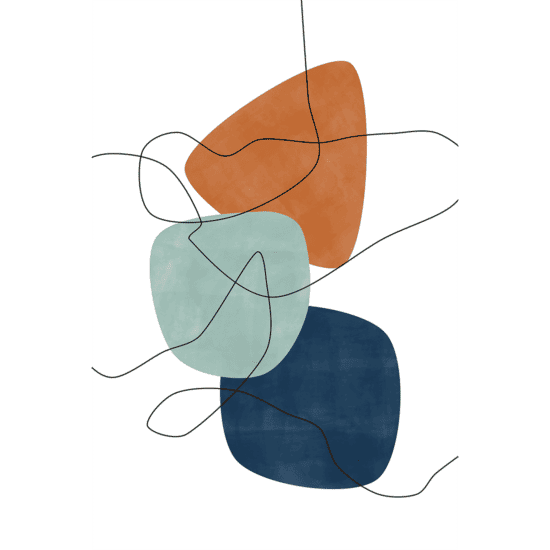 Blue & Rust Shapes Poster No.1