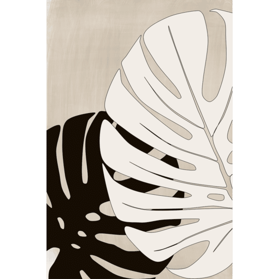 Black Beige Monstera Poster