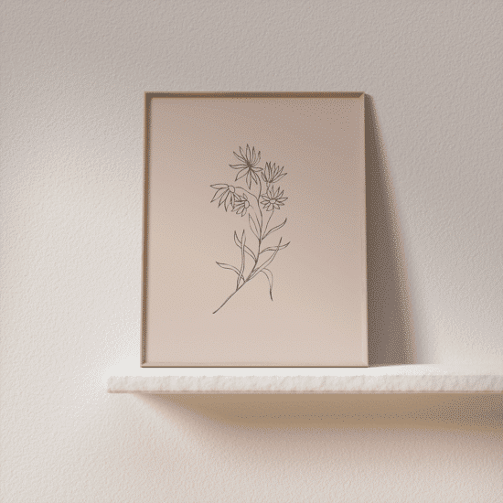 Pink Flowers Line Art Poster No.1 - Image 3
