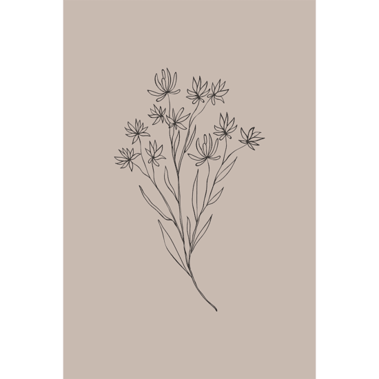 Pink Flowers Line Art Poster No.2