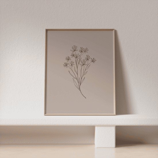 Pink Flowers Line Art Poster No.2 - Image 2