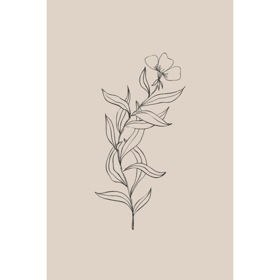 Pink Flowers Line Art Poster No.3