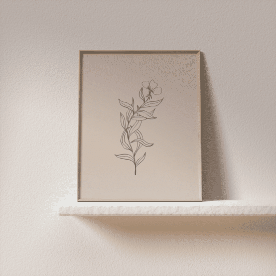 Pink Flowers Line Art Poster No.3 - Image 2