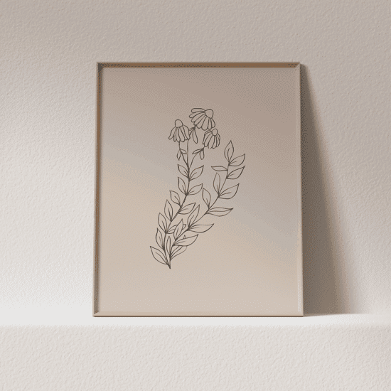 Pink Flowers Line Art Poster No.4 - Image 4