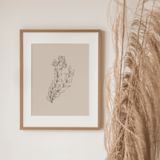 Pink Flowers Line Art Poster No.4 - Image 2