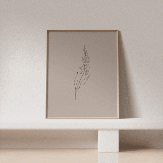 Pink Flowers Line Art Poster No.6 - Image 3