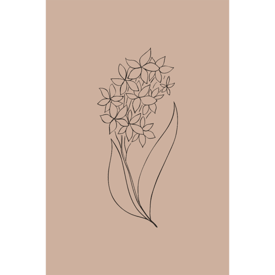 Pink Flowers Line Art Poster No.7