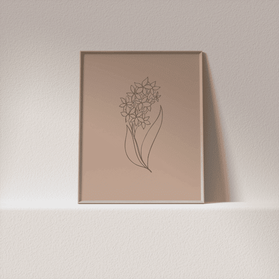 Pink Flowers Line Art Poster No.7 - Image 4