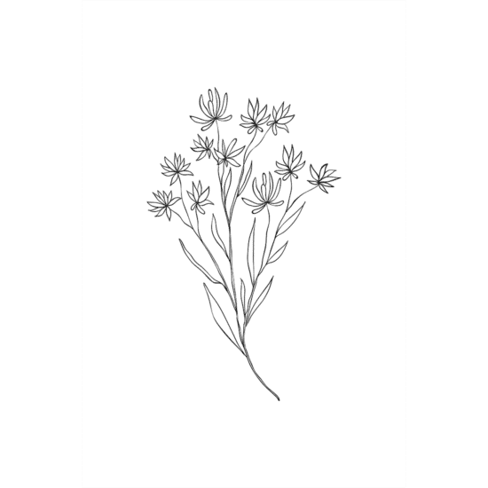 White Flowers Line Art Poster No.2