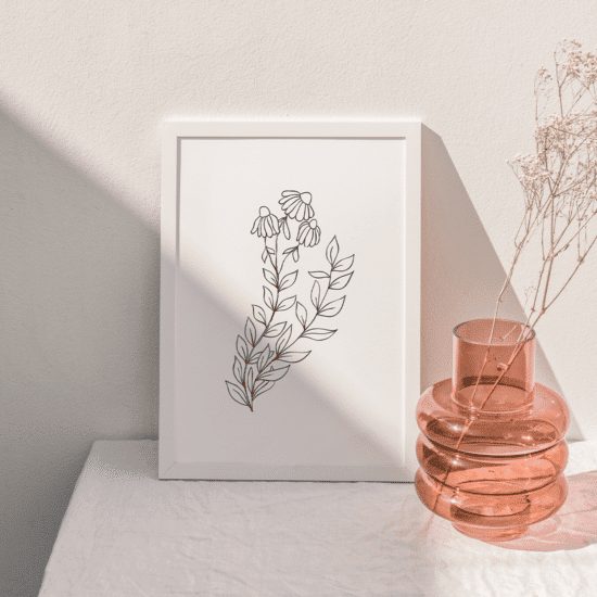 White Flowers Line Art Poster No.4 - Image 2